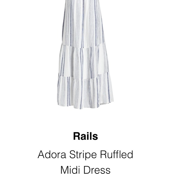Rails Dresses & Skirts - Rails Striped Ruffle Midi Dress in Blue and White